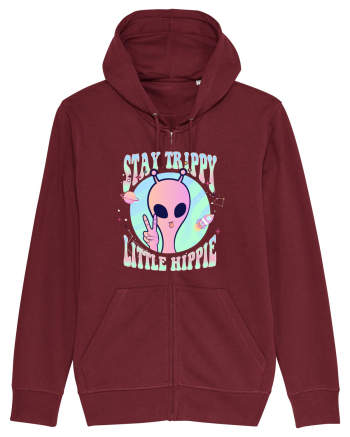 Stay Trippy Little Hippie Art Peace Sign Burgundy