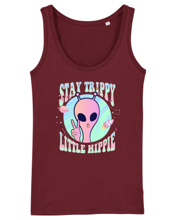 Stay Trippy Little Hippie Art Peace Sign Burgundy