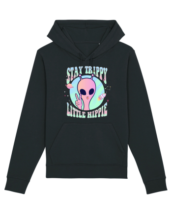 Stay Trippy Little Hippie Art Peace Sign Black