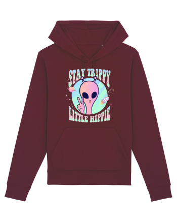 Stay Trippy Little Hippie Art Peace Sign Burgundy