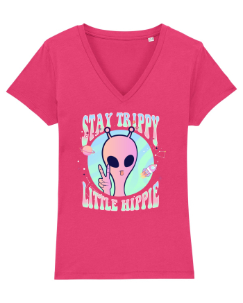 Stay Trippy Little Hippie Art Peace Sign Raspberry