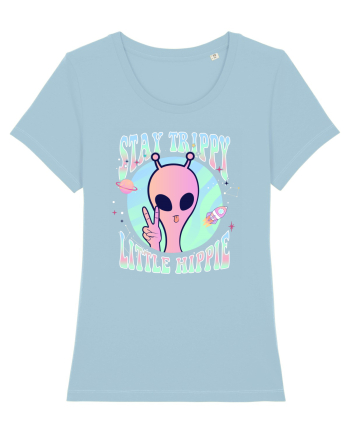 Stay Trippy Little Hippie Art Peace Sign Sky Blue