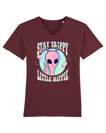 Stay Trippy Little Hippie Art Peace Sign Burgundy