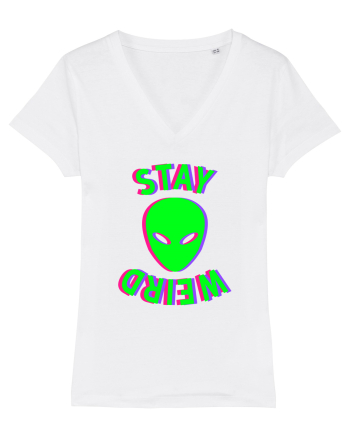 Stay Weird Glitch White