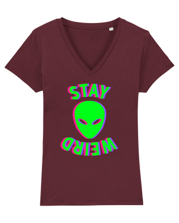 Stay Weird Glitch Burgundy