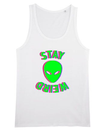 Stay Weird Glitch White