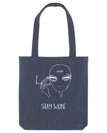 Stay Woke Cool Smoking Alien Midnight Blue