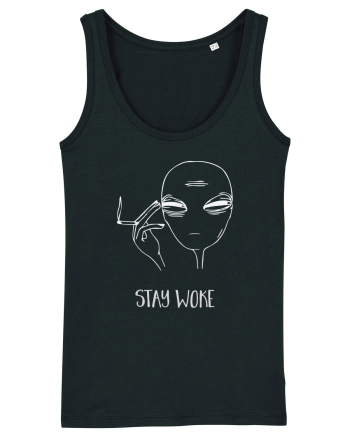 Stay Woke Cool Smoking Alien Black