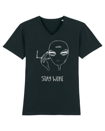 Stay Woke Cool Smoking Alien Black