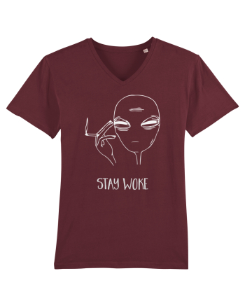 Stay Woke Cool Smoking Alien Burgundy