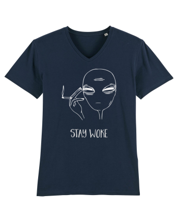 Stay Woke Cool Smoking Alien French Navy
