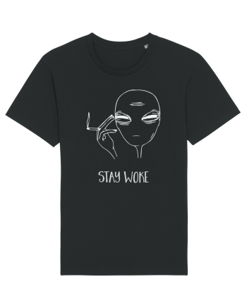 Stay Woke Cool Smoking Alien Black