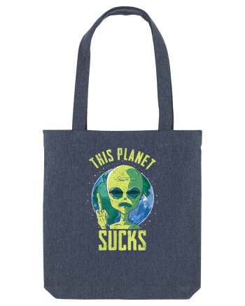 This Planet Sucks Green Alien Head Midnight Blue