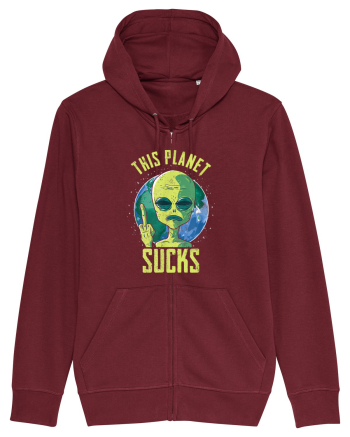 This Planet Sucks Green Alien Head Burgundy