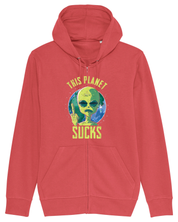 This Planet Sucks Green Alien Head Carmine Red