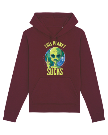 This Planet Sucks Green Alien Head Burgundy