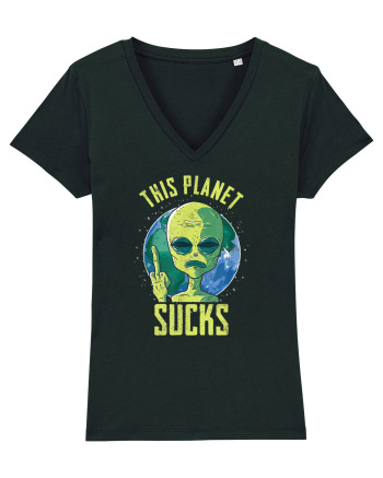 This Planet Sucks Green Alien Head Black