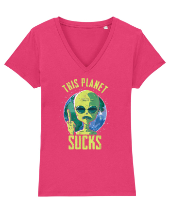 This Planet Sucks Green Alien Head Raspberry