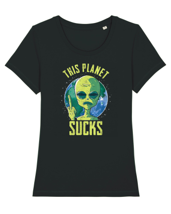This Planet Sucks Green Alien Head Black