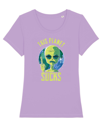 This Planet Sucks Green Alien Head Lavender Dawn