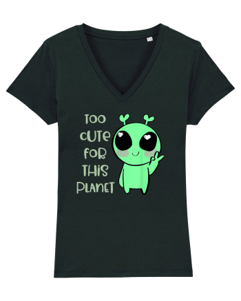 Too Cute For This Planet Kawaii Alien Art Black