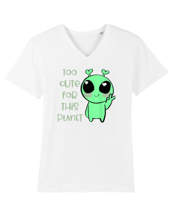 Too Cute For This Planet Kawaii Alien Art White