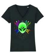 Trippy Rave Alien Sacred Geometry Spiritual Tricou mânecă scurtă guler V Damă Evoker