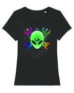 Trippy Rave Alien Sacred Geometry Spiritual Tricou mânecă scurtă guler larg fitted Damă Expresser