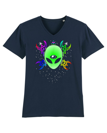 Trippy Rave Alien Sacred Geometry Spiritual French Navy