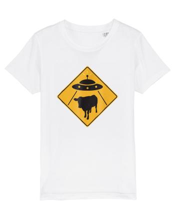 UFO Cow Abduction Warning Sign White