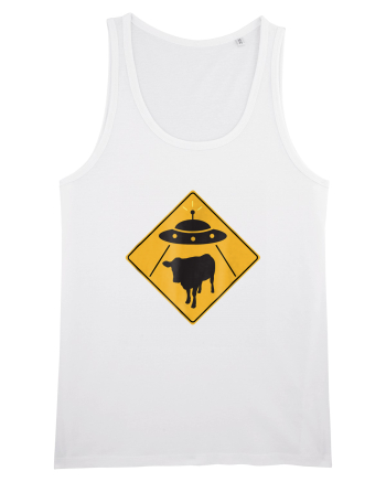 UFO Cow Abduction Warning Sign White