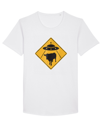 UFO Cow Abduction Warning Sign White