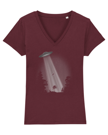 UFO Space Alien Abduction Flying Saucer Burgundy