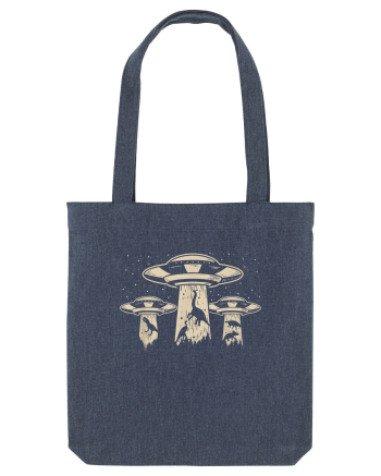 Vintage Dinosaur Alien Abduction Midnight Blue