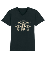 Vintage Dinosaur Alien Abduction Tricou mânecă scurtă guler V Bărbat Presenter