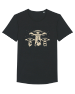 Vintage Dinosaur Alien Abduction Tricou mânecă scurtă guler larg Bărbat Skater