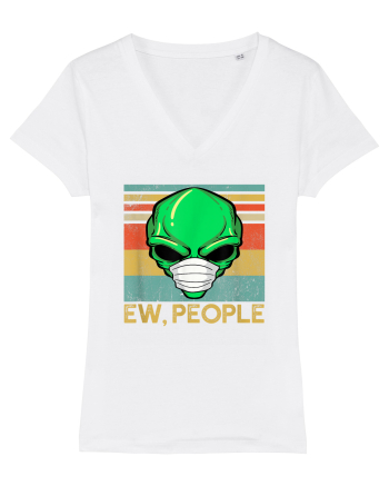 Vintage Ew People Alien Head Wearing Face Mask White