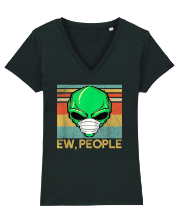 Vintage Ew People Alien Head Wearing Face Mask Black