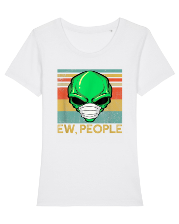 Vintage Ew People Alien Head Wearing Face Mask White