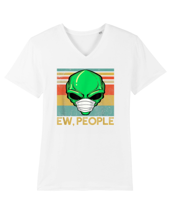 Vintage Ew People Alien Head Wearing Face Mask White