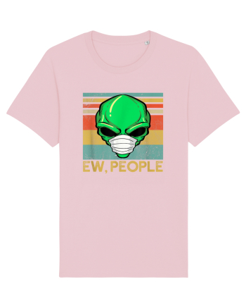 Vintage Ew People Alien Head Wearing Face Mask Cotton Pink