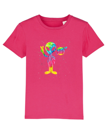 Vintage Retro 1970s Tie Dye Groovy Alien Peace Raspberry