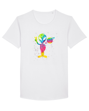 Vintage Retro 1970s Tie Dye Groovy Alien Peace White