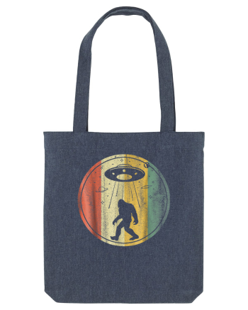 Vintage Retro Classic Bigfoot Sasquatch Alien UFO Midnight Blue