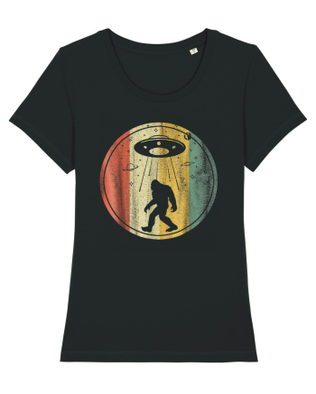 Vintage Retro Classic Bigfoot Sasquatch Alien UFO Black