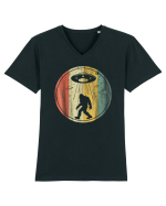 Vintage Retro Classic Bigfoot Sasquatch Alien UFO Tricou mânecă scurtă guler V Bărbat Presenter