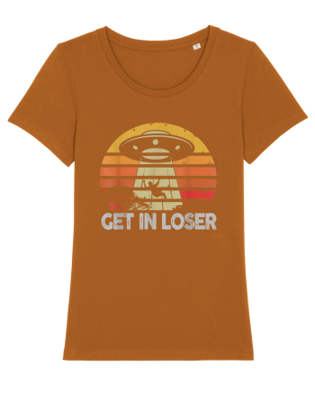 Vintage Retro Get In Loser Alien Roasted Orange