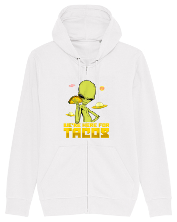 Were Here For Tacos Space Alien White