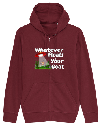 Whatever Floats Your Goat UFO Spaceship Alien Abduction Burgundy
