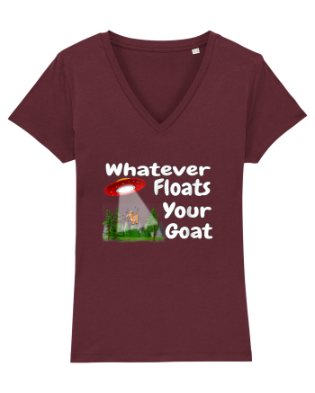 Whatever Floats Your Goat UFO Spaceship Alien Abduction Burgundy